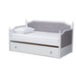 Mara Classic and Traditional Grey Fabric Upholstered White Finished Wood Twin Size Daybed with Trundle FredCo