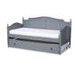 Mara Cottage Farmhouse Grey Finished Wood Twin Size Daybed with Roll-Out Trundle Bed FredCo