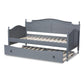 Mara Cottage Farmhouse Grey Finished Wood Twin Size Daybed with Roll-Out Trundle Bed FredCo