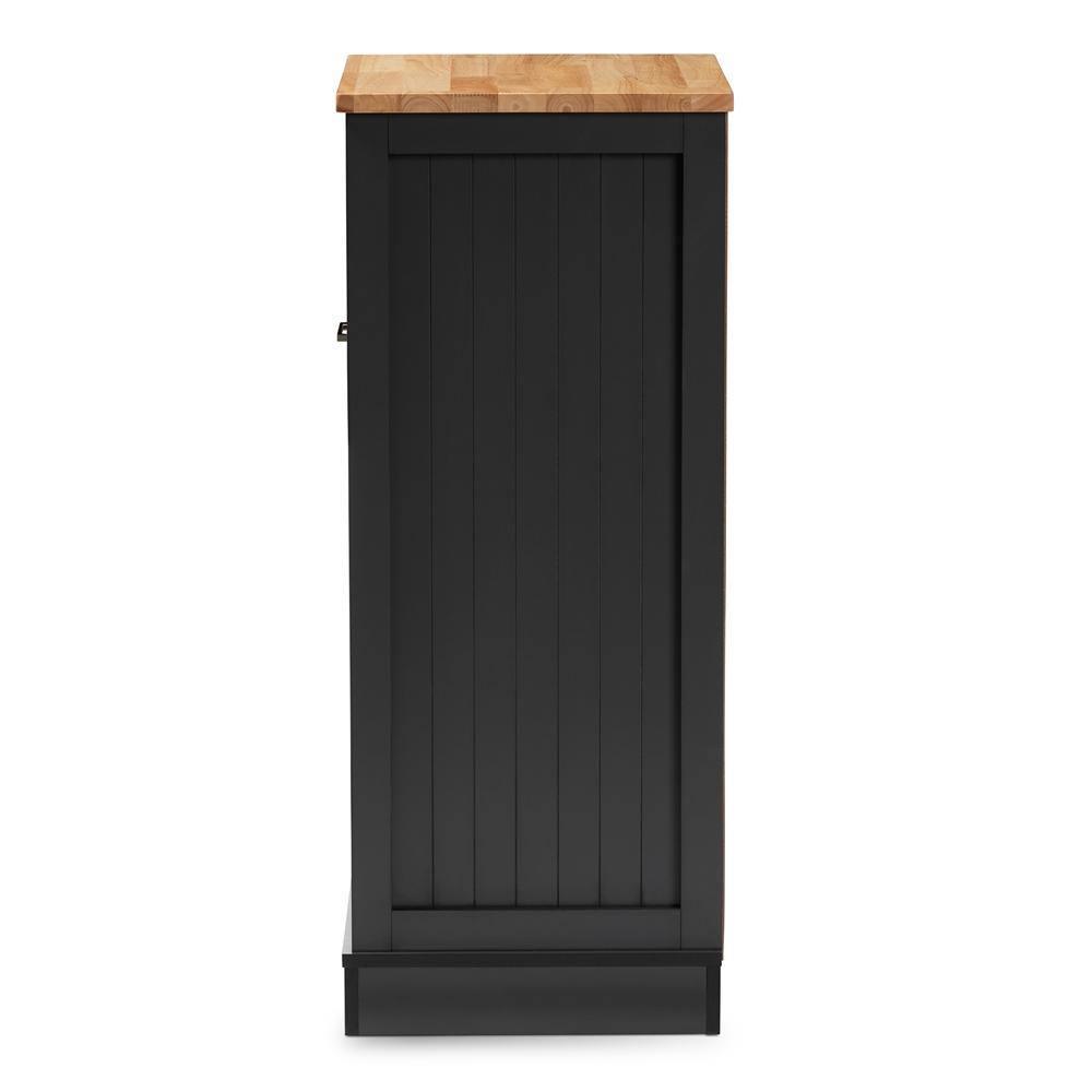 Marcel Farmhouse and Coastal Dark Grey and Oak Brown Finished Kitchen Cabinet FredCo