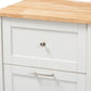 Marcel Farmhouse and Coastal White and Oak Brown Finished Kitchen Cabinet FredCo