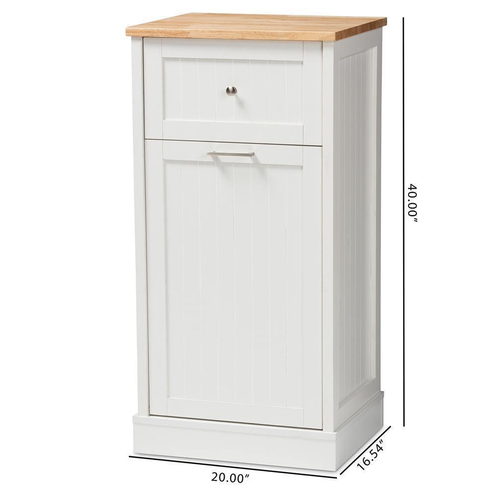 Marcel Farmhouse and Coastal White and Oak Brown Finished Kitchen Cabinet FredCo