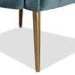 Marcelle Glam and Luxe Light Blue Velvet Fabric Upholstered Brushed Gold Finished Accent Chair FredCo