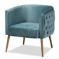 Marcelle Glam and Luxe Light Blue Velvet Fabric Upholstered Brushed Gold Finished Accent Chair FredCo