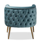 Marcelle Glam and Luxe Light Blue Velvet Fabric Upholstered Brushed Gold Finished Accent Chair FredCo