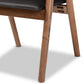 Marcena Mid-Century Modern Black Imitation Leather Upholstered and Walnut Brown Finished Wood 2-Piece Dining Chair Set FredCo