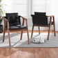 Marcena Mid-Century Modern Black Imitation Leather Upholstered and Walnut Brown Finished Wood 2-Piece Dining Chair Set FredCo