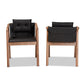Marcena Mid-Century Modern Black Imitation Leather Upholstered and Walnut Brown Finished Wood 2-Piece Dining Chair Set FredCo