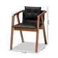 Marcena Mid-Century Modern Black Imitation Leather Upholstered and Walnut Brown Finished Wood 2-Piece Dining Chair Set FredCo