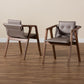 Marcena Mid-Century Modern Grey Imitation Leather Upholstered and Walnut Brown Finished Wood 2-Piece Dining Chair Set FredCo