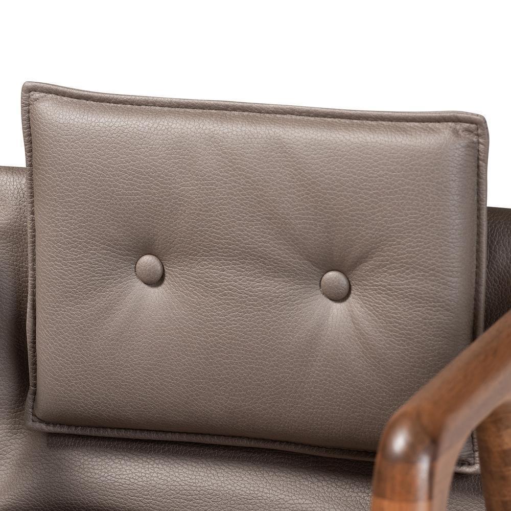Marcena Mid-Century Modern Grey Imitation Leather Upholstered and Walnut Brown Finished Wood 2-Piece Dining Chair Set FredCo