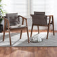 Marcena Mid-Century Modern Grey Imitation Leather Upholstered and Walnut Brown Finished Wood 2-Piece Dining Chair Set FredCo