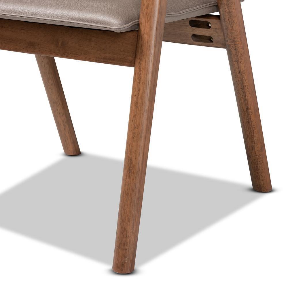 Marcena Mid-Century Modern Grey Imitation Leather Upholstered and Walnut Brown Finished Wood 2-Piece Dining Chair Set FredCo