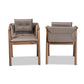 Marcena Mid-Century Modern Grey Imitation Leather Upholstered and Walnut Brown Finished Wood 2-Piece Dining Chair Set FredCo