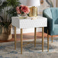 Marcin Contemporary Glam and Luxe White Finished Wood and Gold Metal 1-Drawer Nightstand FredCo