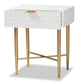 Marcin Contemporary Glam and Luxe White Finished Wood and Gold Metal 1-Drawer Nightstand FredCo