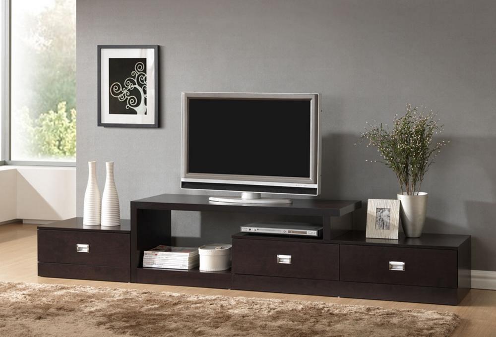 Marconi Brown Asymmetrical Modern TV Stand FredCo