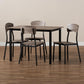 Marcus Modern Industrial Black Metal and Rustic Oak Brown Finished Wood 5-Piece Dining Set FredCo