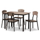 Marcus Modern Industrial Black Metal and Rustic Oak Brown Finished Wood 5-Piece Dining Set FredCo