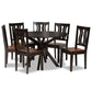 Mare Modern and Contemporary Transitional Two-Tone Dark Brown and Walnut Brown Finished Wood 7-Piece Dining Set FredCo