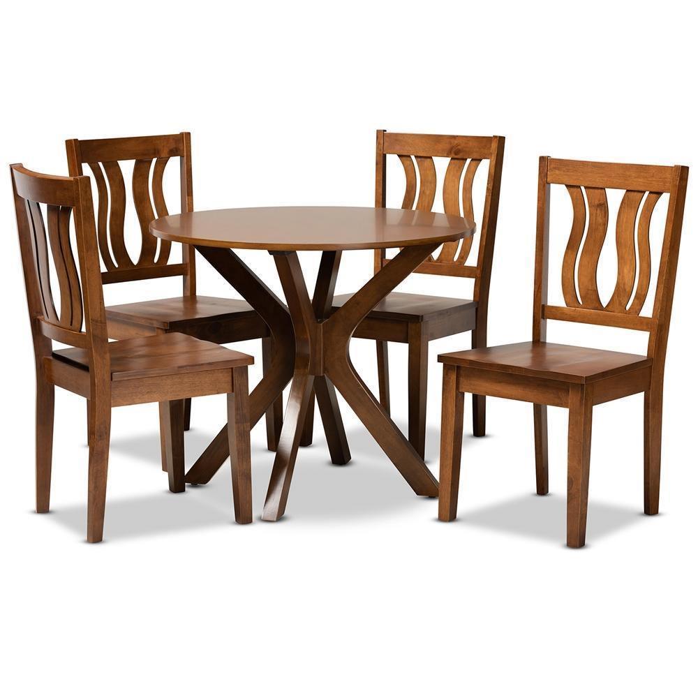 Mare Modern and Contemporary Transitional Walnut Brown Finished Wood 5-Piece Dining Set FredCo