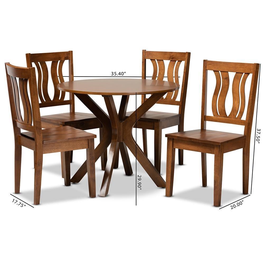 Mare Modern and Contemporary Transitional Walnut Brown Finished Wood 5-Piece Dining Set FredCo