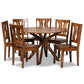 Mare Modern and Contemporary Transitional Walnut Brown Finished Wood 7-Piece Dining Set FredCo