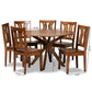 Mare Modern and Contemporary Transitional Walnut Brown Finished Wood 7-Piece Dining Set FredCo