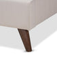 Maren Mid-Century Modern Beige Fabric Upholstered Full Size Platform Bed with Two Nightstands FredCo