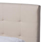 Maren Mid-Century Modern Beige Fabric Upholstered Full Size Platform Bed with Two Nightstands FredCo