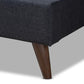 Maren Mid-Century Modern Dark Grey Fabric Upholstered Queen Size Platform Bed with Two Nightstands FredCo