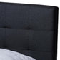 Maren Mid-Century Modern Dark Grey Fabric Upholstered Queen Size Platform Bed with Two Nightstands FredCo