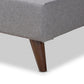 Maren Mid-Century Modern Light Grey Fabric Upholstered Full Size Platform Bed with Two Nightstands FredCo
