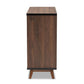 Margo Mid-Century Modern Two-Tone Walnut Brown and Black Finished Wood Wine Storage Cabinet FredCo