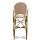 Marguerite Classic French Indoor and Outdoor Beige and Red Bamboo Style Stackable Bistro Bar Stool FredCo