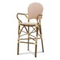 Marguerite Classic French Indoor and Outdoor Beige and Red Bamboo Style Stackable Bistro Bar Stool FredCo