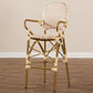 Marguerite Classic French Indoor and Outdoor Beige and Red Bamboo Style Stackable Bistro Bar Stool FredCo