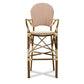 Marguerite Classic French Indoor and Outdoor Beige and Red Bamboo Style Stackable Bistro Bar Stool FredCo