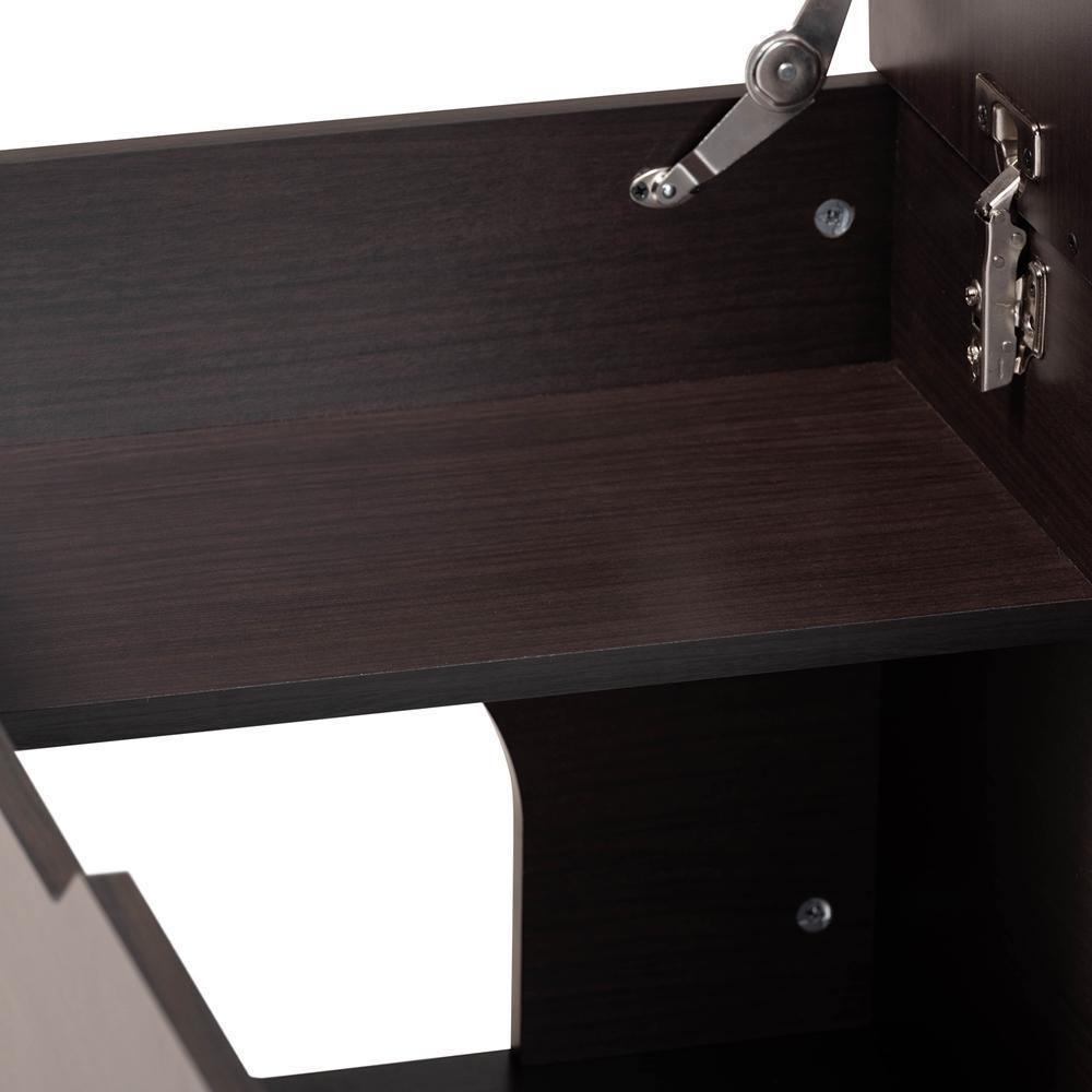 Mariam Modern and Contemporary Dark Brown Finished Wood Cat Litter Box Cover House FredCo