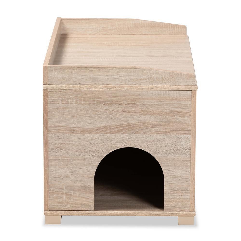 Mariam Modern and Contemporary Oak Finished Wood Cat Litter Box Cover House FredCo