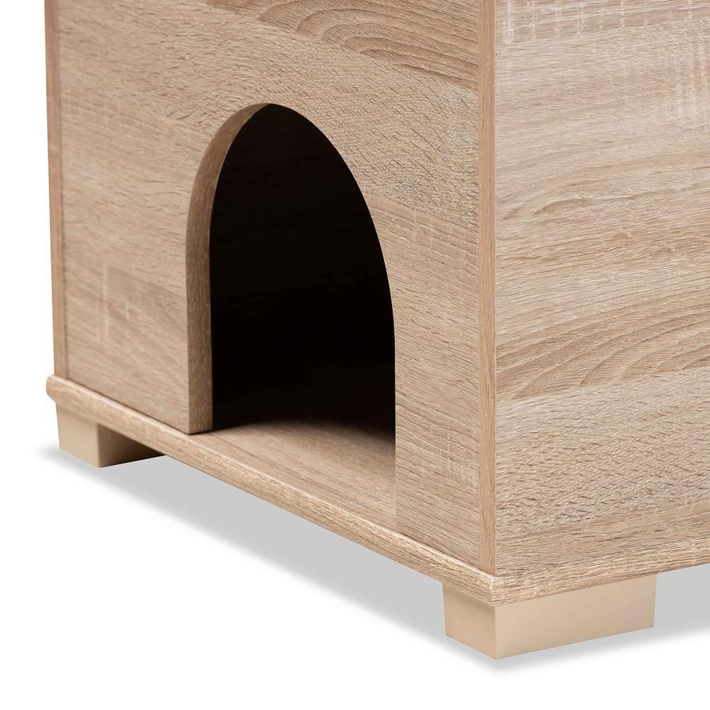 Mariam Modern and Contemporary Oak Finished Wood Cat Litter Box Cover House FredCo