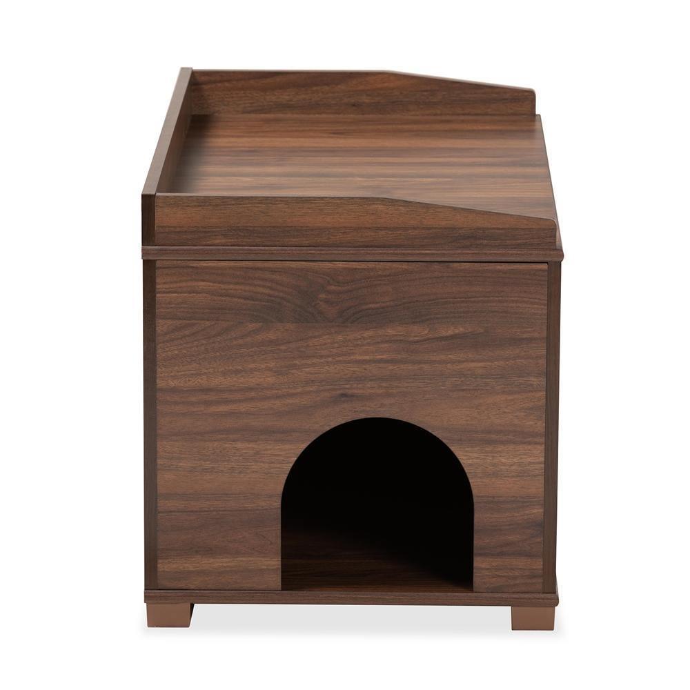 Mariam Modern and Contemporary Walnut Brown Finished Wood Cat Litter Box Cover House FredCo