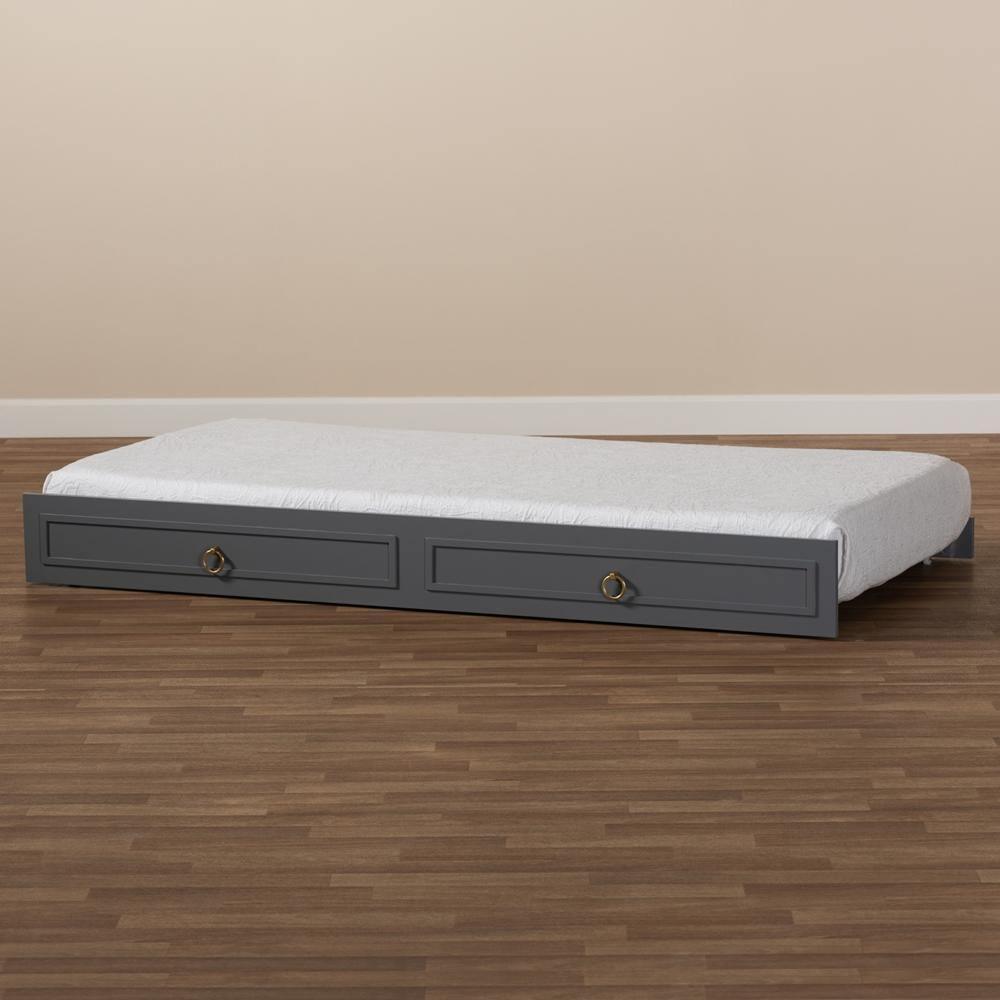 Mariana Classic and Traditional Grey Finished Wood Twin Size Trundle FredCo