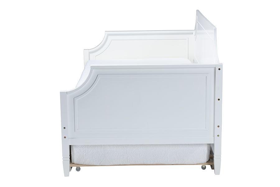 Mariana Classic and Traditional White Finished Wood Full Size Daybed with Twin Size trundle FredCo