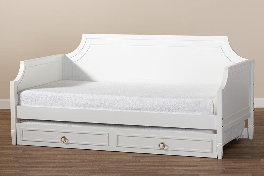 Mariana Classic and Traditional White Finished Wood Full Size Daybed with Twin Size trundle FredCo