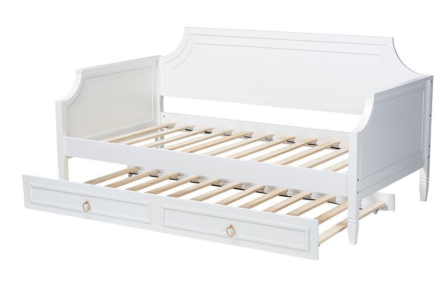 Mariana Classic and Traditional White Finished Wood Full Size Daybed with Twin Size trundle FredCo