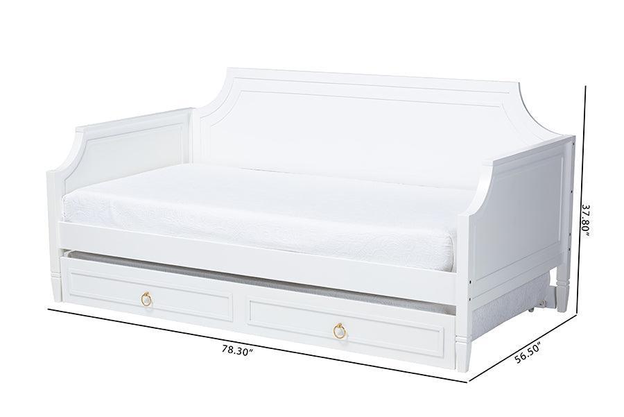 Mariana Classic and Traditional White Finished Wood Full Size Daybed with Twin Size trundle FredCo