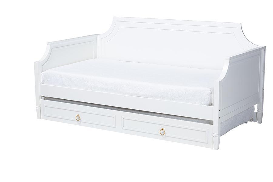 Mariana Classic and Traditional White Finished Wood Full Size Daybed with Twin Size trundle FredCo