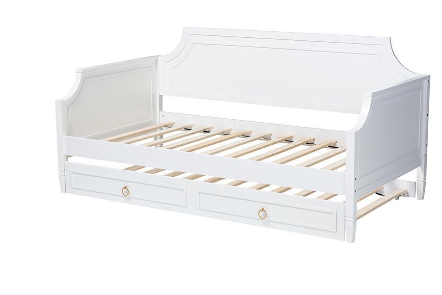 Mariana Classic and Traditional White Finished Wood Full Size Daybed with Twin Size trundle FredCo