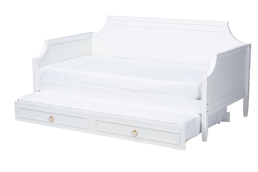 Mariana Classic and Traditional White Finished Wood Full Size Daybed with Twin Size trundle FredCo
